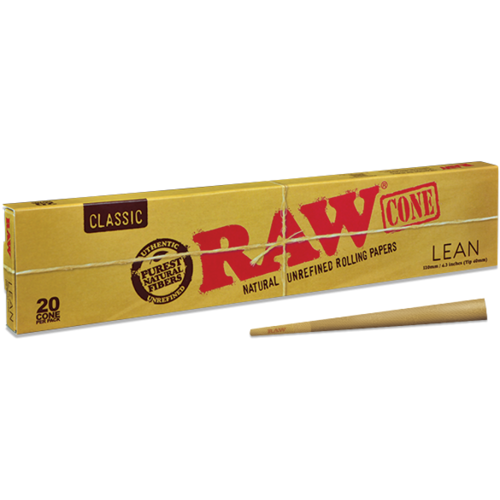 RAW Classic Lean Cone 110mm/40mm (Pack of 20) - (Display of 12) RLEAN]
