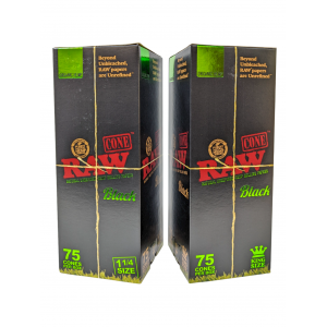 Raw Organic Hemp Black Cone - 75ct Box [RAWCONEBLKORG75]