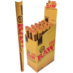 RAW Classic Unrefined Pre-Roll Cone Super Nat Size - 15ct Display 