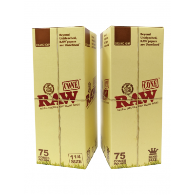 Raw Organic Hemp Cone - 75ct Box [RAWCONEORGKS75]
