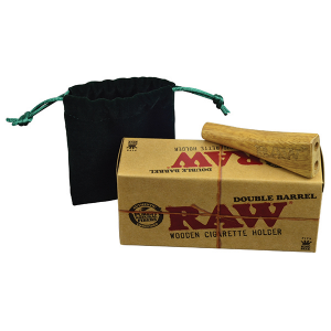 RAW Double Barrel Cig Holder Wooden Sold Individually - King Size 
