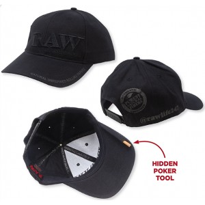 RAW Poker Hat Black On Black Curved Bill Adjustable Structured Hat