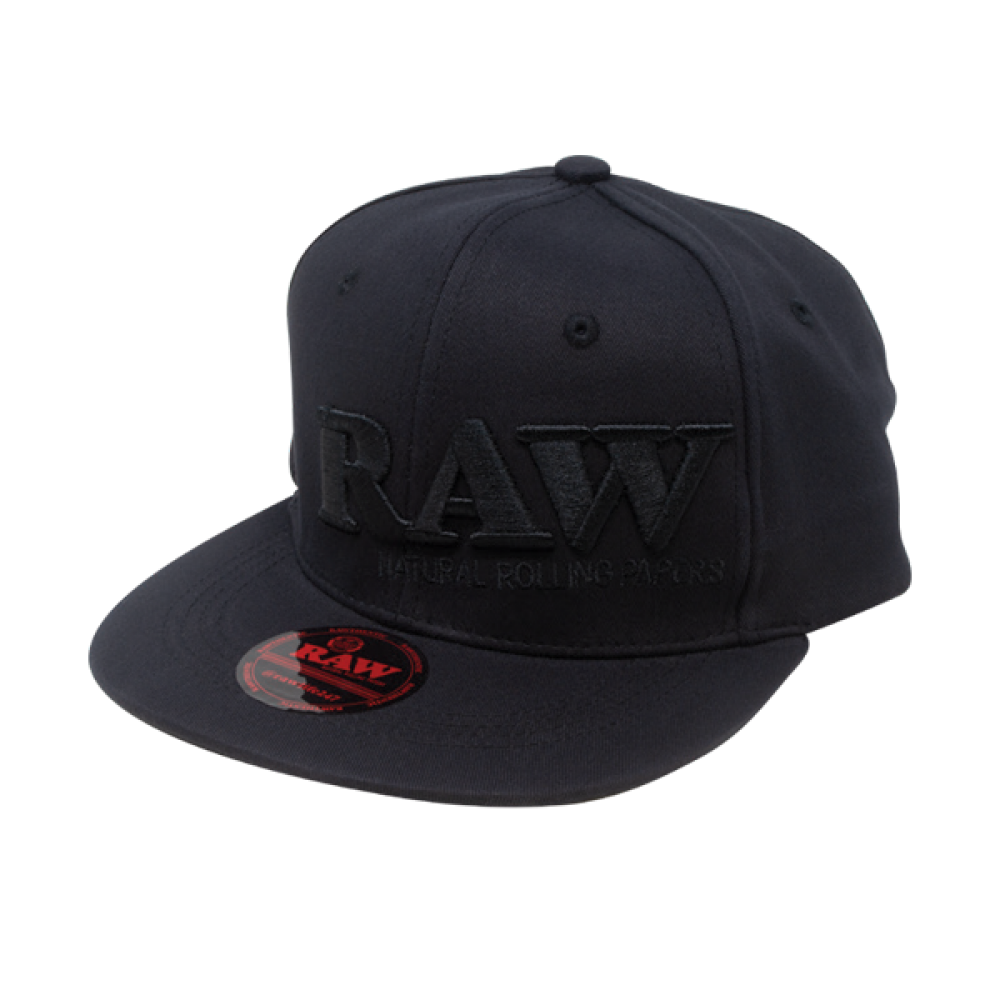 Raw Hat Black On Black Flat Brim Flex Fit Hat - Xtra Large Size