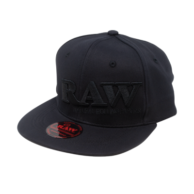 Raw Hat Black On Black Flat Brim Flex Fit Hat - Xtra Large Size