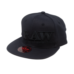 Raw Hat Black On Black Flat Brim Flex Fit Hat - M Size