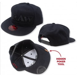 RAW Poker Hat Black On Black Flat Brim Snap Back Hat