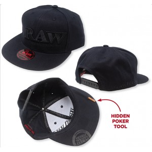 RAW Poker Hat Black On Black Flat Brim Snap Back Hat