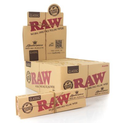 RAW Classic King Size Rolling Papers with Pre-Rolled Tips – 12ct Box