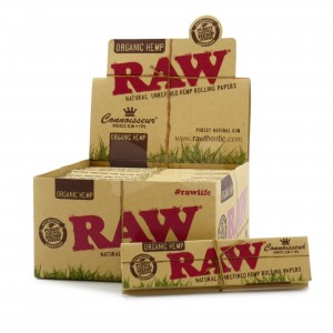 RAW Organic Hemp Connoisseur Rolling Papers King Size With Tips 32ct - 24pk Display