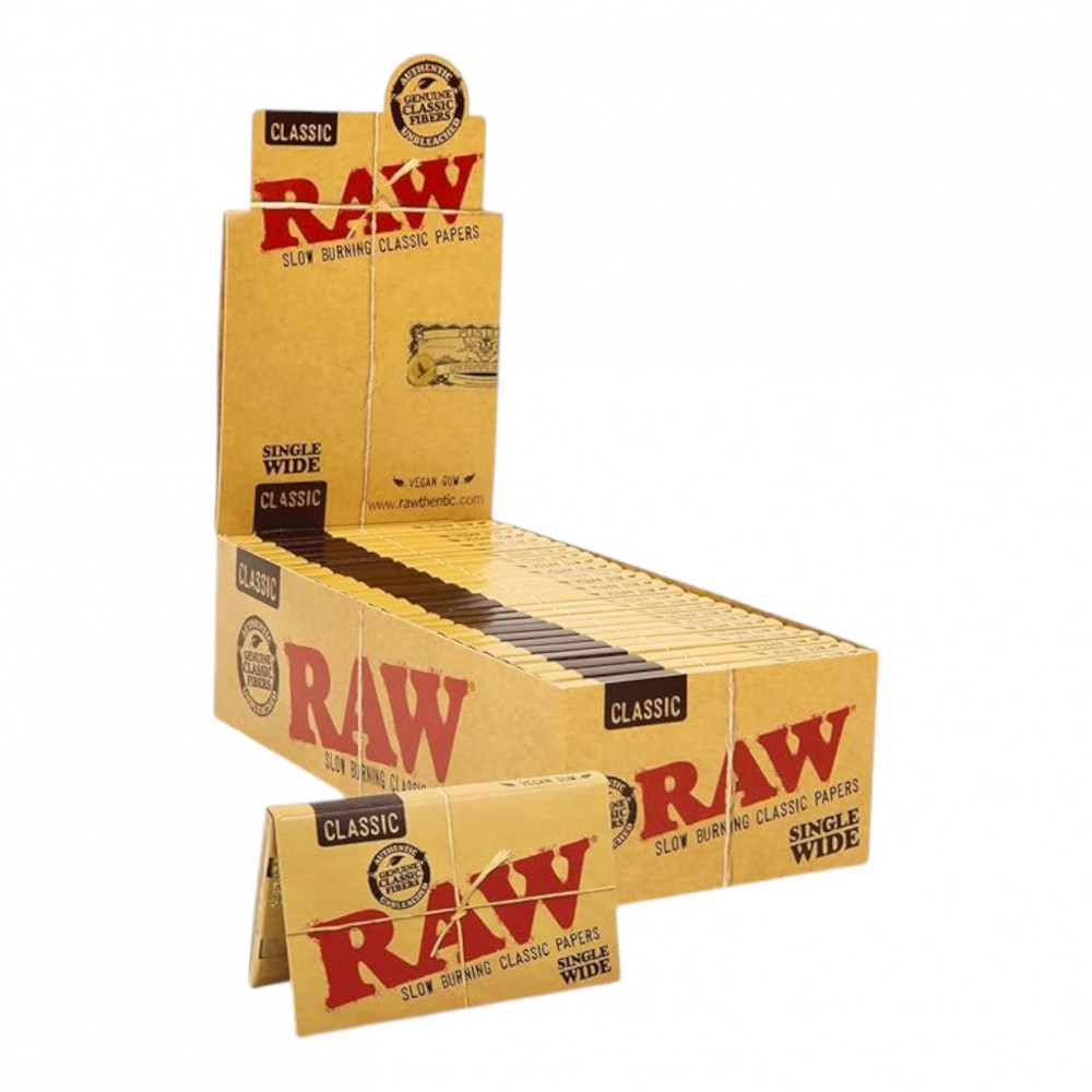 Raw unrefined papers single wide box/25 