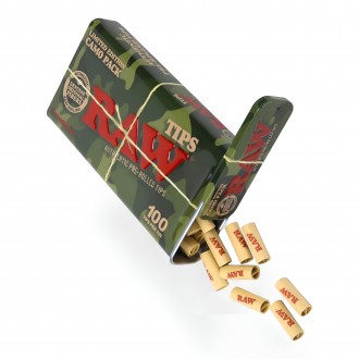 RAW - Pre-Rolled Tips Camo Tin (Pack Of 100) - (Display Of 6)