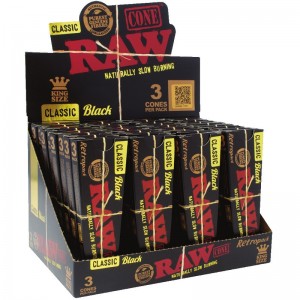 Raw Black Cones King Size Retropack - 3pk/ 32ct Display