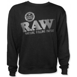 Raw - Rolling Papers X Raw Black Crewneck Sweatshirt with Zipper Pocket 