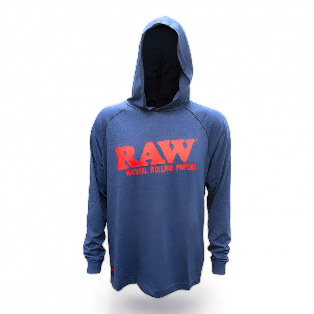 RP x Raw Lightweight Hoodie - Blue Heather w/ Red Raw RP x Raw Lightweight Hoodie - Blue Heather w/ Red Raw