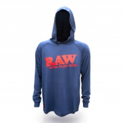 RP x Raw Lightweight Hoodie - Blue Heather w/ Red Raw