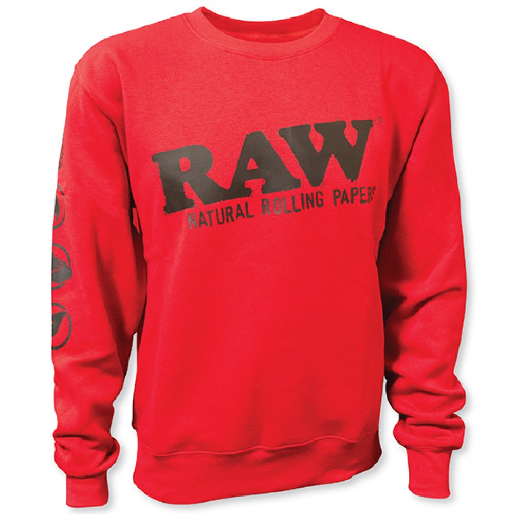 Raw - Rolling Papers x Raw Red Crewneck Sweatshirt with Zipper Pocket