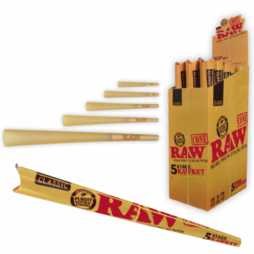 Raw Classic PreRolled Cones 5 Stage RAWKETVariety Pack15ct Display