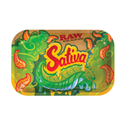 Raw Sativa Rolling Tray Metal - Small