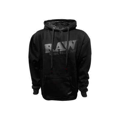 RP x Raw Black Cotton Hoodie With Black Logo 