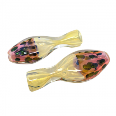 Gold Fumed Half Polka Dot Flat Body Chillum Hand Pipe - (Pack of 2) [RKP205]