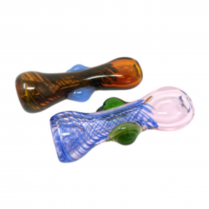 Spiral Ribbon Big Bowl Flat Mouth Chillum Hand Pipe - (Pack of 2) [RKP211]