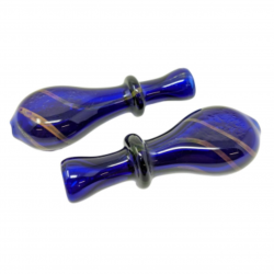 3.3" Blue Body Gold Streak Round Mouth Chillum Hand Pipe - (Pack of 2) [RKP219]