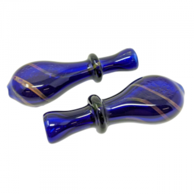 3.3" Blue Body Gold Streak Round Mouth Chillum Hand Pipe - (Pack of 2) [RKP219]
