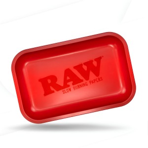 RAW Matte Red Rolling Tray Small Metal Rolling Accessory
