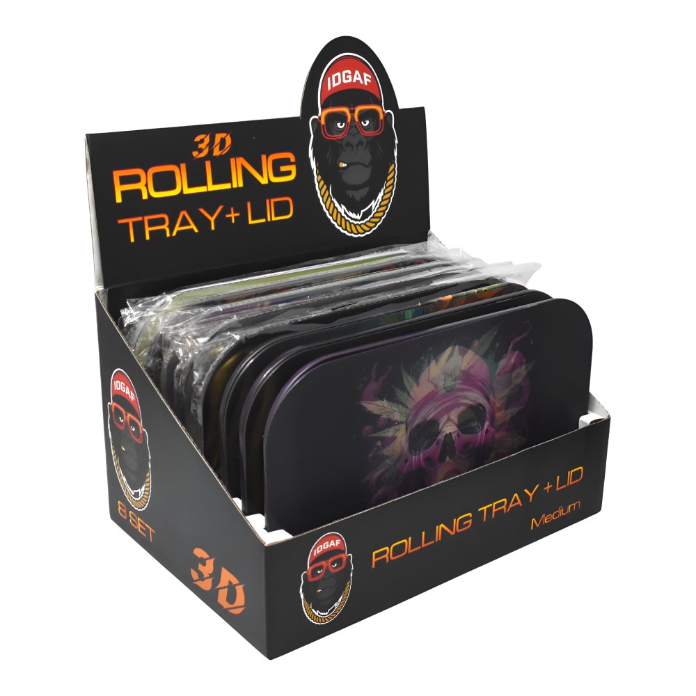Medium Metal Rolling Tray with 3D Magnetic Lid – 8 Count Display
