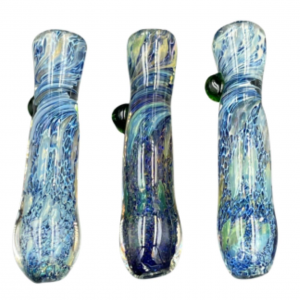 3" Assorted Colors Mix Frit Gold & Silver Fumed Dot Art Chillum Hand Pipe (Pack of 2) [RKP193] 