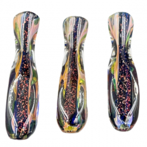 3" Dicro & Gold & Silver Fumed Squire Body Art Body Chillum Hand Pipe (Pack of 2) [RKP199] 