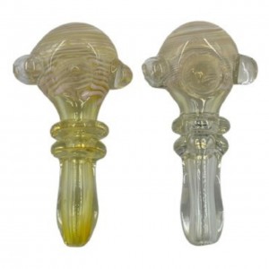 4.5" Silver Fumed Rim Art With Rod Art Head Spoon Hand Pipe (Pack of 2) [RPHAN0135] 