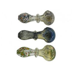 4" Confetti Frit & Silver Fumed Rim Art Spoon Hand Pipe (Pack of 3) [RPHAN0145] 