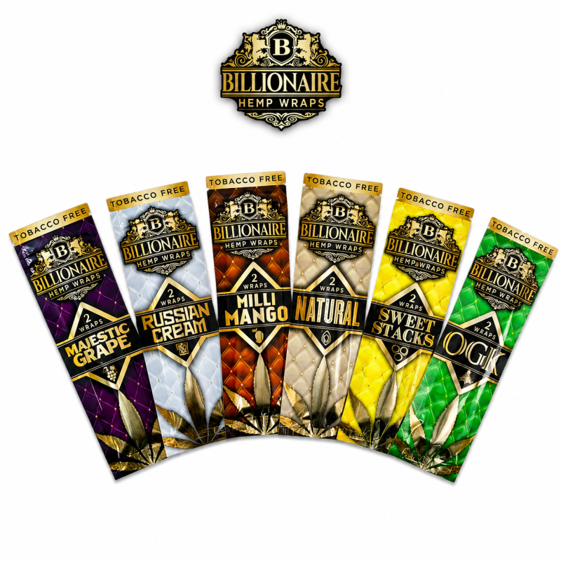 Billionaire Hemp Wraps (Pack of 2) - (Display of 25)