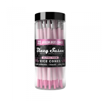 Blazy Susan Ultra Thin Rice Queen Size Pre-Rolled Cones – 25ct Jar