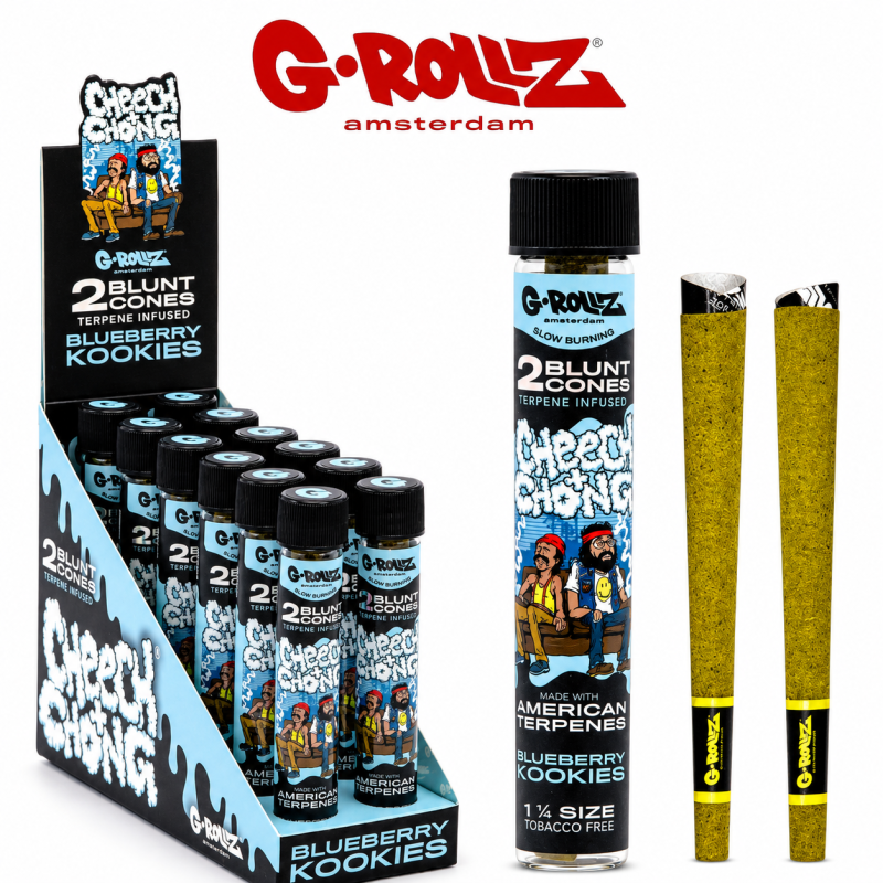 G-Rollz Cheech & Chong 1¼ Size Terpene-Infused Blunt Cones – 2 Pack | 12ct Display