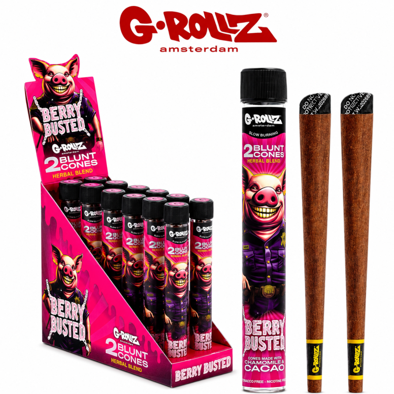 G-Rollz Herbal Blend Terpene-Infused Blunt Cones – 2 Pack | 12 Tube Display