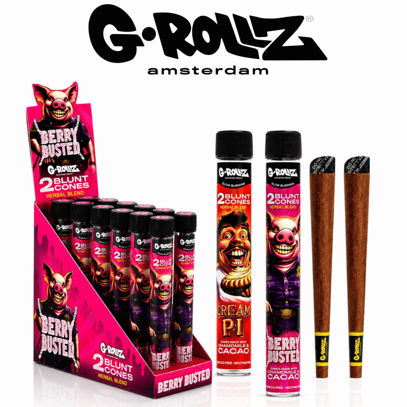 G-Rollz Herbal Blend Terpene-Infused Blunt Cones &ndash; 2 Pack | 12 Tube Display