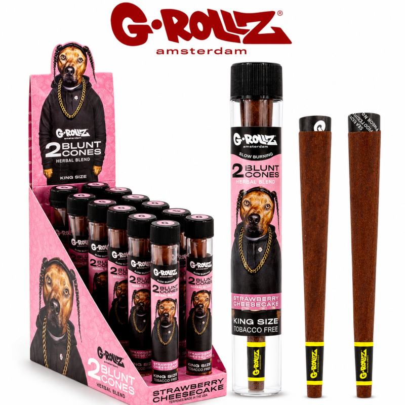 G-Rollz Herbal Blend King Size Terpene-Infused Pre-Rolled Wraps - 2ct | 12 Tube Display