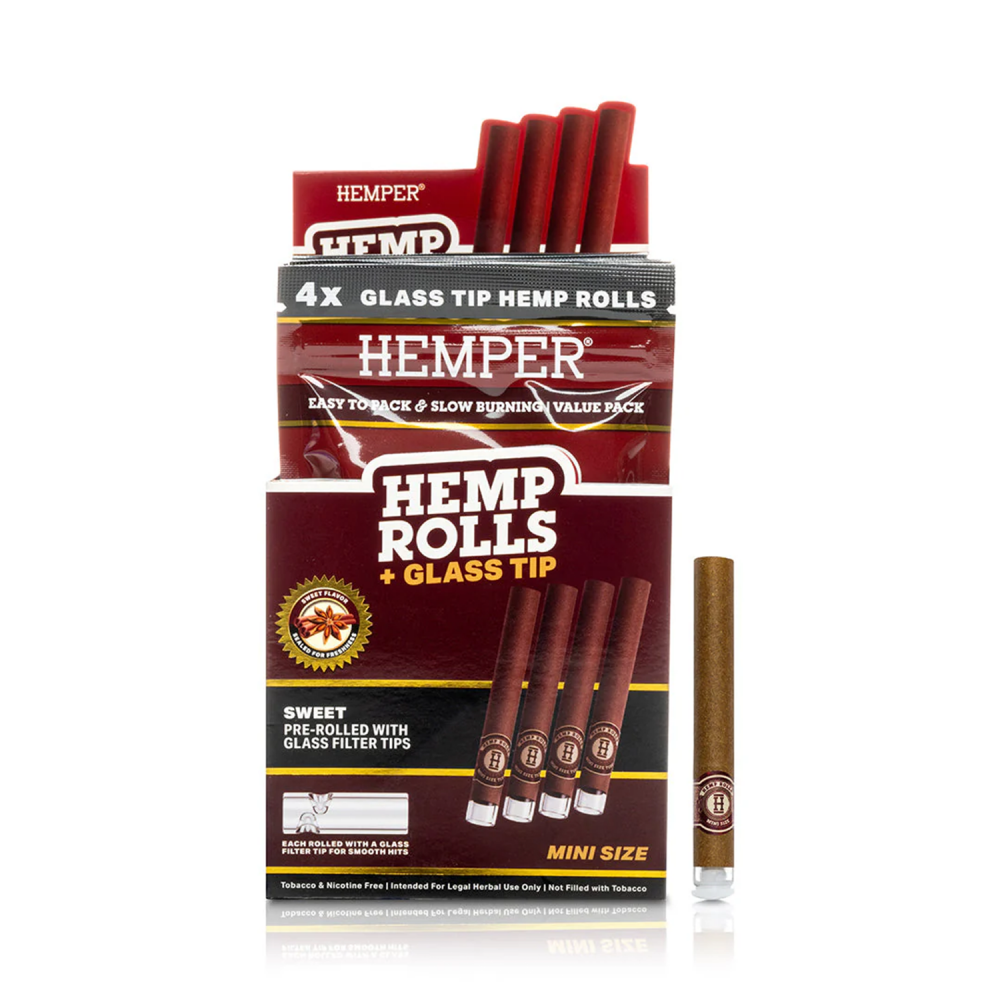 HEMPER Mini Size Hemp Rolls + Glass Tip - Premium Mini Hemp Rolls with Glass Tips