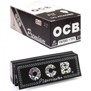 OCB Premium 1 1/4 Size Rolling Papers + Tips - 24ct Display
