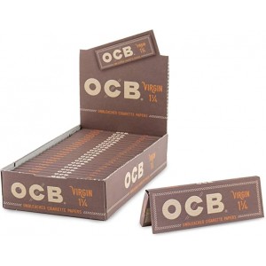 OCB Virgin Unbleached 1 1/4 Size Rolling Papers - 24ct Display