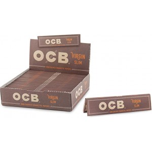 OCB Virgin Unbleached Slim Size Rolling Papers - 24ct Display