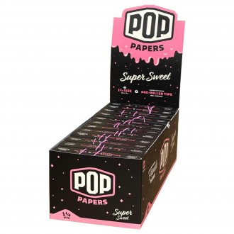 POP PAPERS Ultra Thin 1¼ Size Rolling Papers with Flavored Tips - 24ct Display