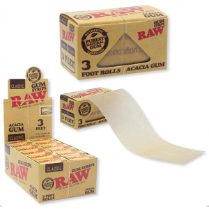 RAW Unrefined Single Wide Gummed Strip Rolls - (Display of 24)