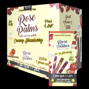 Rose Palms Organic Wraps W/ Rose Petals - 3 Slim Rolls + 1 Stick - 20ct Display 