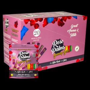 Rose Palms Organic Wraps W/ Rose Petals - 5 Mini Rolls + 1 Stick - 15ct Display 