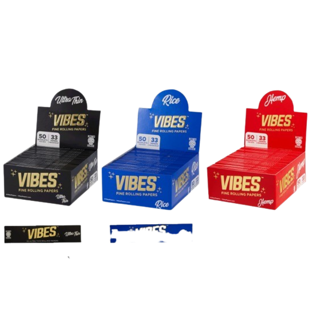 Vibes Rolling Paper King Size 33ct/booklet - 50pk Display