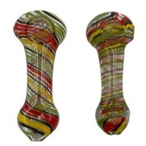3" Assorted Colors Swirl Strip Art Hand Pipe (Pack of 2) [SAA65]