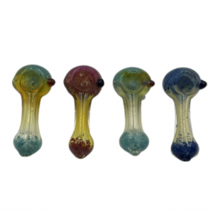 3.5" Frit Art Head/Mouth Silver Fumed Hand Pipe (Pack of 2) [SDK429]